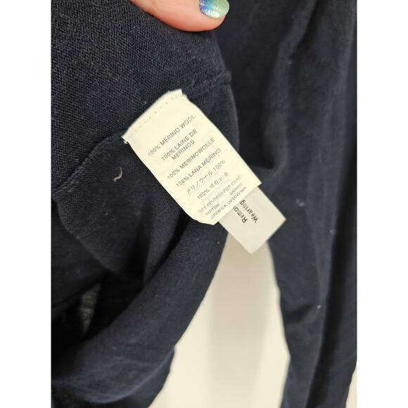 J Crew Womens Sz L Cardigan Sweater 100% Wool Navy Blue Grandpa Sweater - Picture 3 of 4